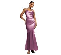 Robe Satin Ã col bÃ©nitier et dos bretelles femme Goddiva Rose 44