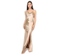 Robe satinée - Marque inconnue - Fente devant - Col bénitier - Bretelles croisées - Femme L