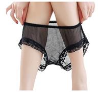 Robe Sexy Femme Bas Sous-vêtements Dentelle Maille Taille Fixe Sous-vêtements Moyens pour Femmes Lingerie Mère Noël, Noir , XL