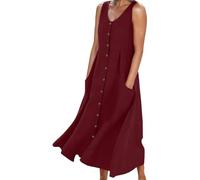 Robe Sexy Femme Chic, Robe en Lin Ample Et Fluide à Taille Haute IdéAle Au Quotidien pour Un Confort Optimal GrâCe à Son Tissu Respirant Et Son Design Minimaliste