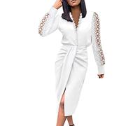 Robe Sexy Robe Noire Femme Robe Blanche Femme Robe Longue Femme Hiver Robe Femme Chic Et Elegant Robe De Mariée Robe Africaine Bain Robe Boheme Femme Chic Robe De Cocktail Mariage (White, XXL)