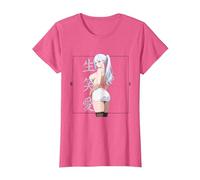 Robe Sexy Waifu Anime Girl Cheveux Blancs Style Japonais T-Shirt, Femme, Rose Chiné, 3XL