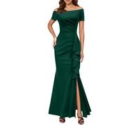 Robe Soiree De Gala Robe Longue Femme en Satin éLégante Sexy Dos Nu Fendue Spaghetti Sangle Grande Taille Swing pour Bal Mariage Cocktail De Soirée Longue Mariage Party Dress Pas Cher