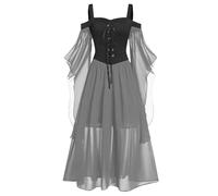 Robe Soirée Femme Longue Sorcière Cape Déguisement Dame Blanche Malefique Mariée Jupe Grande Costume Sorcière Gothique Adulte Medievale Sorcier Tenue Robe Halloween Pour Femme XL