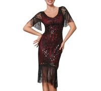 Robe Soiree Femme- Robe Sexy Chic De SoiréE éLéGante OrnéE De Sequins De Franges Et De Perles en Tulle IdéAle pour Une SoiréE Formelle Un Bal De Promo Ou Un DîNer De Gala Casual