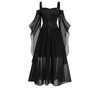 Robe Soirée Femme Sorciere Taille Malefique Demon Victorienne Adolescente Tenue Hallowen Vetement Mariée Elegant Cape Costume Adulte Deguisement Halloween Femme Adulte L