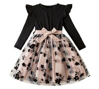 Robe Soiree Fille - Robes élégantes pour Filles en Mousseline Fluide Motifs Floraux Longs Manches idéal pour soirées Occasionnelles Plage école et Yoga Tenue légère pour Petites exploratrices