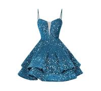 Robe Soiree Paillette Femme, Robe De Cocktail Femme Mariage, VêTements De SoiréE Women Grande Taille, Tenue De Bal Sexy Courte Bretelles Spaghetti Fin D'AnnéE Brillante Princesse Bal
