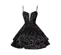 Robe Soiree Paillette Femme, Robe De Cocktail Femme Mariage, VêTements De SoiréE Women Grande Taille, Tenue De Bal Sexy Courte Bretelles Spaghetti Fin D'AnnéE Brillante Princesse Bal