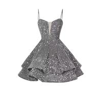Robe Soiree Paillette Femme, Robe De Cocktail Femme Mariage, VêTements De SoiréE Women Grande Taille, Tenue De Bal Sexy Courte Bretelles Spaghetti Fin D'AnnéE Brillante Princesse Bal
