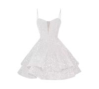 Robe Soiree Paillette Femme, Robe De Cocktail Femme Mariage, VêTements De SoiréE Women Grande Taille, Tenue De Bal Sexy Courte Bretelles Spaghetti Fin D'AnnéE Brillante Princesse Bal