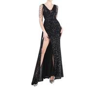 Robe Soiree Paillette Femme Robe De SoiréE Longue pour Mariage, VêTements De SoiréE Grande Taille ÉLéGante Col en V DéTails Creux Parfaite pour FêTes Cocktails éVéNements