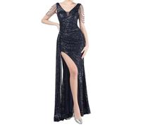 Robe Soiree Paillette Femme Robe De SoiréE Longue pour Mariage - VêTements De SoiréE Grande Taille ÉLéGante Col en V DéTails Creux Parfaite pour FêTes Cocktails éVéNements