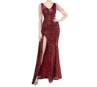 Robe Soiree Paillette Femme Robe De SoiréE Longue pour Mariage - VêTements De SoiréE Grande Taille ÉLéGante Col en V DéTails Creux Parfaite pour FêTes Cocktails éVéNements