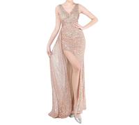 Robe Soiree Paillette Femme Robe De SoiréE Longue pour Mariage, VêTements De SoiréE Grande Taille ÉLéGante Col en V DéTails Creux Parfaite pour FêTes Cocktails éVéNements