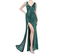 Robe Soiree Paillette Femme Robe De SoiréE Longue pour Mariage, VêTements De SoiréE Grande Taille ÉLéGante Col en V DéTails Creux Parfaite pour FêTes Cocktails éVéNements