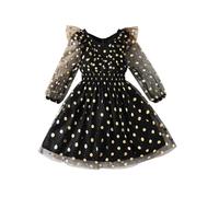 Robe Soiree Princesse Robe Fille en à Pois dorés pour Enfants, Nouvelle Collection Printemps et Automne pour Évasée