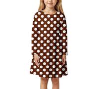 Robe Soiree Princesse,Robes d'été décontractées à manches longues imprimé floral et pois pour tout-petits de 3 à 11 ans tenue élégante et mignonne pour l'école les jeux en plein air au quotidien