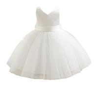 Robe SoiréE, Robe De Princesse Fille en RéSille à V pour Petites Filles IdéAle pour Les FêTes DéContractéEs Confortable Et Extensible Elle Est Parfaite pour Le Printemps L'éTé Et L'Automne