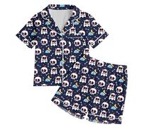 Robe Sorciere Fille,Pyjama d'halloween garçon Doux et Confortable Haut Manches Longues et Pantalon Ensemble Deux pièces pour Les fêtes de d'année (Navy, 6-7 Years)