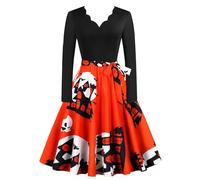 Robe Style Audrey Hepburn Femme Robe Vintage Rockabilly - Costume Halloween Femme Sexy SoiréE Cocktail RéTro Classique Elegant Swing Cosplay Chic Et Elegent ImpriméE