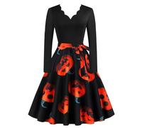 Robe Style Audrey Hepburn Femme Robe Vintage Rockabilly - Costume Halloween Femme Sexy SoiréE Cocktail RéTro Classique Elegant Swing Cosplay Chic Et Elegent ImpriméE