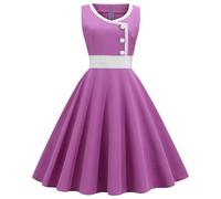Robe Stylée Femme pour Toutes Saisons Parfaite Quotidien Col Rond Pièce Essentielle Garde Robe Idéale Loisirs Activités(Purple, S)