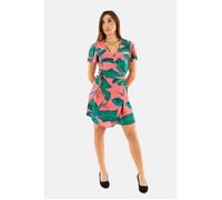 Superdry Printed Wrap Short Sleeve Short Dress Multicolore XS Femme