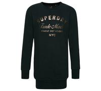 Superdry Luxe Metallic Logo Long Sleeve Short Dress Vert XS Femme