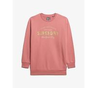 Superdry Luxe Metallic Logo Long Sleeve Midi Dress Rose 2XS-XS Femme
