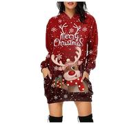 Robe Sweat Robe Pull Femme Hiver Grande Taille Polaire Esprit De Noël Élégance De Noël pour Les Repas Fête Bonheur des Fêtes Attention Parfaite pour Toutes Les Animations