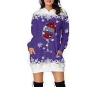 Robe Sweat-Shirt à Capuche à Manches Longues et Douce ornée d'un imprimé Festif de Rennes pour Un Look Hivernal décontracté et Un Confort Optimal Pendant Les fêtes. (Purple XXXL)
