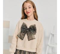 Robe Sweat-shirt à manches longues col rond avec décoration nœud papillon léopard 3D et bas en maille imprimé léopard pour filles préadolescentes, à porter tous les jours en automne et hiver 8Y,9Y,10Y