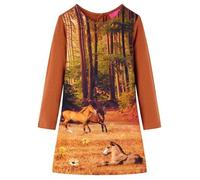 Robe sweat - vidaXL - Fille - Couleur cognac - Taille élastique - Tissu léger et extensible 5-6 ans