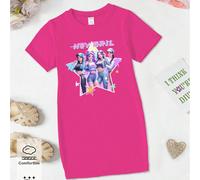 Robe t-shirt à manches courtes pour filles, style décontracté et à la mode, design personnalisé rafraîchissant et minimaliste, avec imprimé graphique mignon de groupe virtuel de filles, pentagramme co