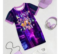 Robe t-shirt graphique rafraîchissante et minimaliste pour un groupe virtuel de filles, style créatif et personnalisé pour la mode décontractée du printemps et de l'été. Confortable pour le port quoti