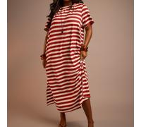 Robe T-shirt Maxi en Jersey Tricoté Rayé Grande Taille Coupe Décontractée Relax Confortable Voyage Aéroport Basiques Quotidien Tenue d'Été Escapade Urbaine Poches 0XL,1XL,2XL,3XL,4XLHalloweenTissu tri