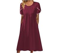 Robe t-shirt pour femmes, robe d'été décontractée grande taille, robe mi-longue, ample et fluide à imprimé floral bohème avec poches, 02 Vin, Taille 3XL