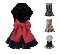 Robe tendance pour chien et chat avec nœud, vêtements de princesse pour toutes les saisons, pour petits chiens, chats et filles (taille L, noir)