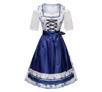 Robe traditionnelle 3 pièces pour femme - Tablier - Chemisier Midi Oktoberfest - Costume de carnaval bavarois - L'histoire de la civilisation - Volume 2 - Le monde médiéval, bleu, S