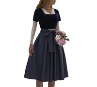 Robe traditionnelle allemande de fête de la bière pour femme - Robe bavaroise - Tenue cosplay - Ensemble traditionnel de village de la bière avec jupe et tablier - Costume médiéval sexy, Marine, M