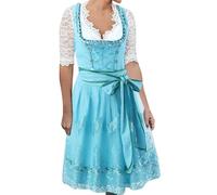 Robe traditionnelle bavaroise pour femme - Bleu ciel - Grandes tailles - Avec chemisier Dirndl - Tablier en dentelle - 3 pièces - Élégante robe traditionnelle moderne - Tenue bavaroise pour la fête de