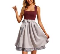 Robe traditionnelle bavaroise pour femme rouge avec tablier en dentelle 2 pièces élégante robe traditionnelle bavaroise raffinée pour fête de la bière et carnaval