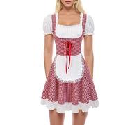 Robe traditionnelle bavaroise pour femme - Style ethnique - Pour fête de la bière bavaroise - Vivez une atmosphère authentique de festival, rouge, L