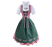 Robe traditionnelle bavaroise pour fête de la bière, costume traditionnel allemand pour femme, pantalon en cuir, costume floral brodé, parfait pour les fêtes à thème et Halloween, Rouge, S