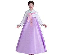 Robe traditionnelle coréenne Hanbok féminine Palazzo Corée de mariage Danse Costume oriental Dae Jang Geum Costume pour scène, Blanc et violet, L