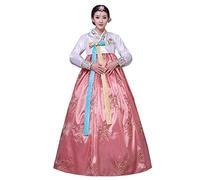 Robe traditionnelle coréenne Hanbok pour femme - Costume de danse de mariage oriental Dae Jang Geum pour scène, rose clair, Taille M