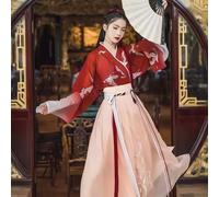 Robe traditionnelle de la dynastie Hanfu Ming pour femmes et filles, costume rouge, manteau de gueule, ensemble jupe, vêtements de danse, style chinois moderne, amélioration, XL Only One Lining