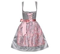 Robe traditionnelle Dirndl midi pour femme - Rose - Avec tablier Dirndl - 2 pièces - Robe traditionnelle bavaroise - Élégante mode traditionnelle - Robe moderne pour la fête de la bière
