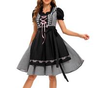 Robe Traditionnelle Dirndl pour Femme Robe Longue Dirndl Femme Oktoberfest Tenue Bavaroise Deguisement Moyen Age Déguisement Tyrolienne Elegant Ladies Two Piece Outfits Alsacienne